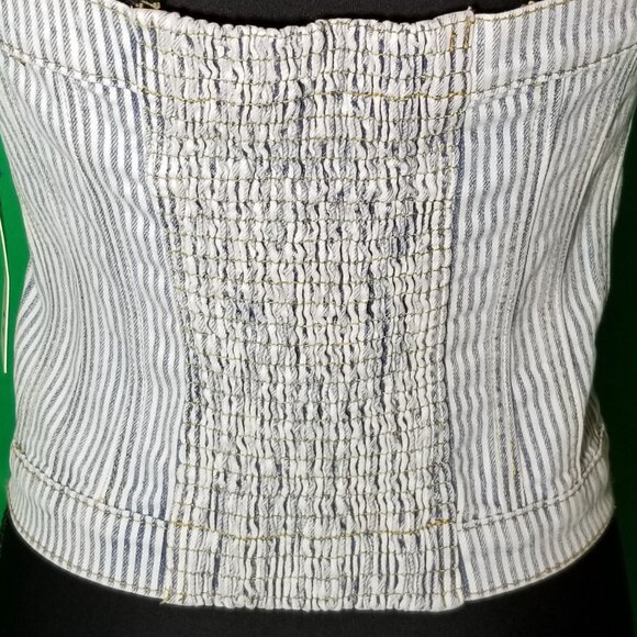 New Love Denim Stipe Tube Top Women Large Western Rodeo Cowgirl Stagecoach NWT - Picture 6 of 8